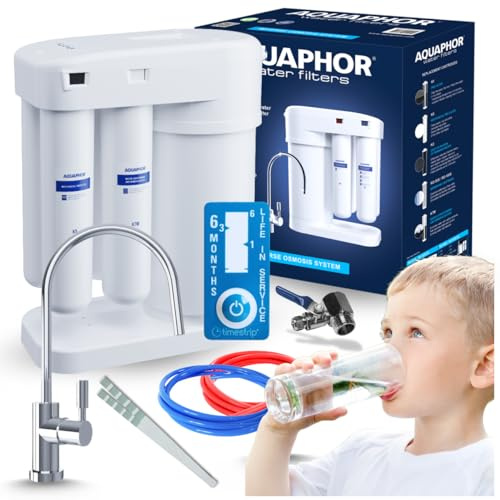 Aquaphor Morion 101S RO Sistema Ad Osmosi Inversa Filtro Acqua Sottolavello Con Serbatoio 5L Integrato Purificatore Acqua Contro Calcare Batteri E Virus Include Mineralizzatore E Rubinetto Bianco