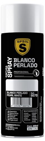 SPSIL Pintura Spray Blanco Perlado 200ml - Spray para uso Profesional y Doméstico en múltiples superficies - Alta Adherencia y Cobertura - Secado Rápido