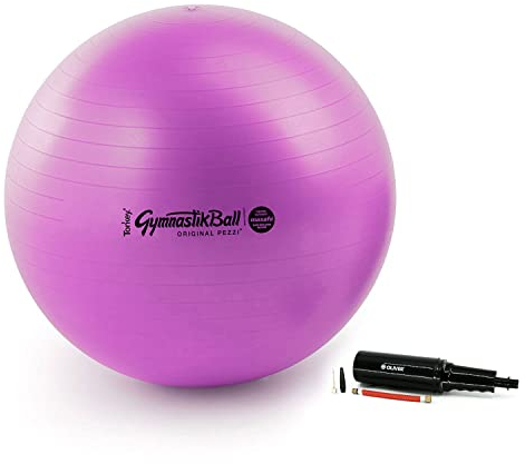 PEZZI - Gymnastikball Original Pezziball MAXAFE 65cm Ø mit Oliver Rapid Pumpe – Sitzball für Therapie, Sport & Büro - Universeller Trainingsball aus Flexton Silpower® belastbar bis 400 kg – Violett