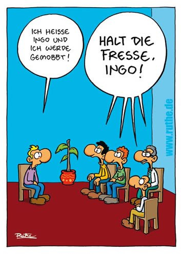 modern times -3er Set Postkarte CARTOON - Motiv: HALT DIE FRESSE INGO, Anlass: Fun Cartoon/Satire, Künstler/Verlag: KÖPENICKER CG © RUTHE, Ralph, Größe: A6