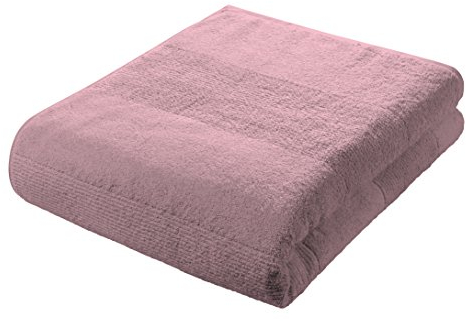 fleuresse Frottier 2828 großes Badetuch, mit Streifenbordüre und Kordelaufhänger, Ökotex Standard 100, Gewicht 550 gr. pro m², 90 x 200 cm, Rosenholz