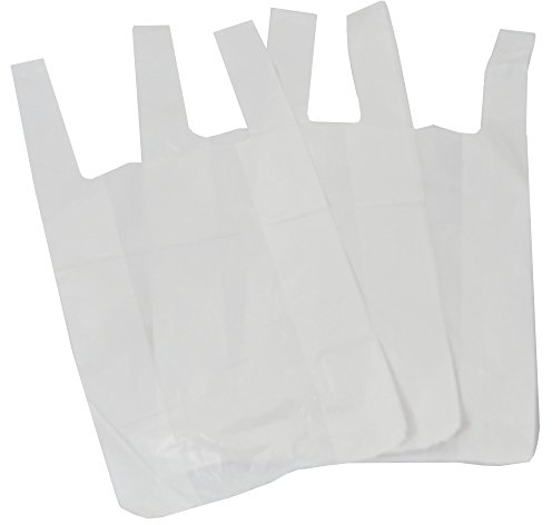 UKPS 100 Small White Plastic Polythene Vest Style Carrier Bags - Size 10 x 15 x 18 Shopping Gift Boutique Supermarket Cash N Carry Market Stall