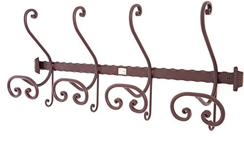 Porte-manteau mural en fer forgé rustique 4 places