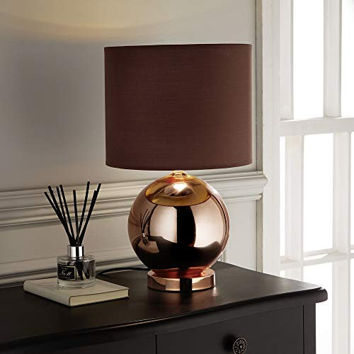 Kliving Ostend Copper Table Lamp with Matching Chocolate Shade Home Lighting
