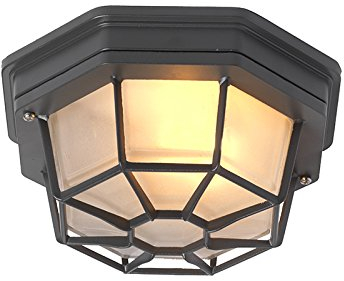 Qazqa - Landhaus I Vintage Rural Außen Deckenleuchte I Deckenlampe I Lampe I Leuchte dunkelgrau IP44 - Bri S I Außenbeleuchtung - Aluminium Rund - LED geeignet E27
