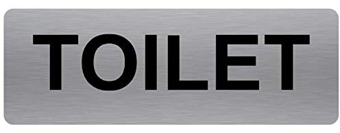 METAL Aluminum Toilet Sign-TEXT ONLY-Brushed SILVER -Toilet Lavatory,Restroom Door Notice Office Shop Home Warehouse School Toilets
