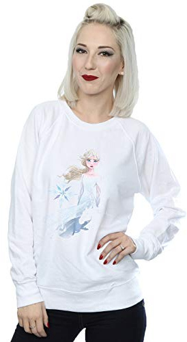 Disney Women's Frozen 2 Elsa Nokk Silhouette Sweatshirt White Medium