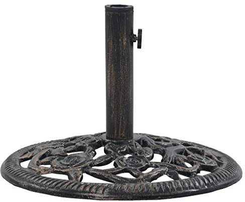 Festnight Sonnenschirmständer Sonnenschirmhalter Schirmständer Sonnenschirmfuß Rund Bronze 12 kg 48 cm Gusseisen