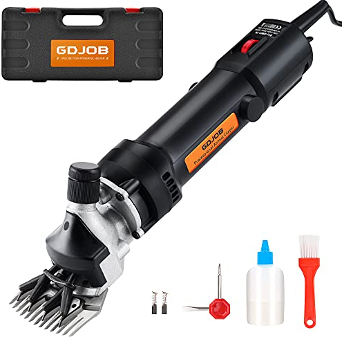GDJOB Professionelle Elektrische Schafschere, 690W, 6-Gang-Steuerung, für Schafe, Ziegen, Rinder & mehr - Unisex - Schwarz