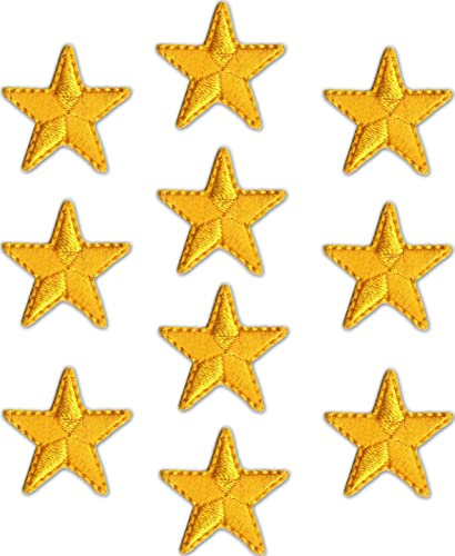 10 Pack of 1 Iron On Star Patches Embroidered Patch Applique Embellishments for Clothing, Jackets, Backpacks, and Decorations (Yellow)