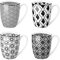 Tafelservice, vancasso HARUKA Kaffeetassen aus Porzellan, 4-teiliges Tassen Set, 300 ml Kaffeebecher mit Henkel