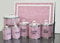 Deenz PINK CRUSHED DIAMOND SALT PEPPER CANISTERS JARS with CHOPPING BOARD BISCUIT JAR, TEA COFFEE SUGAR JARS KITCHEN SET