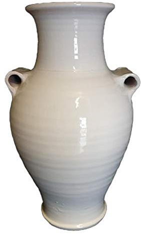 Generico Giara con Manici in Ceramica Bianca Altezza 50 cm, Diametro della Pancia 29 cm, Anfora Vaso Maiolica Terracotta per Interno ed Esterno