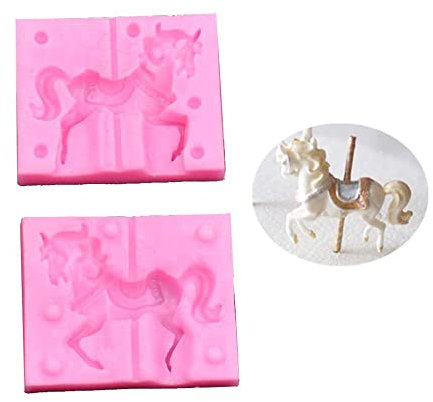 Reland Sun Moule à gâteau en silicone en forme de cheval carrousel (B)