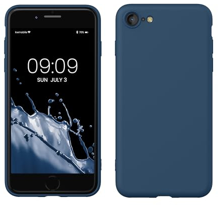 kwmobile Case Compatible with Apple iPhone SE (2022) / iPhone SE (2020) / iPhone 8 / iPhone 7 Case - Slim Protective TPU Silicone Phone Cover - Navy Blue