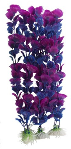 Ruilogod Aquarium Artificiel Bleu Amaranth Feuille de Ginkgo Décor Plante