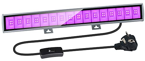 Eleganted 36W LED Schwarzlicht Strahler,Verbesserte 64 LEDs Schwarzlichtlampe Röhre mit Stecker, Schalter und 150cm Kabel, Leuchten 22x22ft für Halloween Party Bühnenbeleuchtung