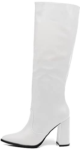 IF FASHION Stivali Alti A Punta Con Tacco Alto Da Donna 8056 Bianco N.36