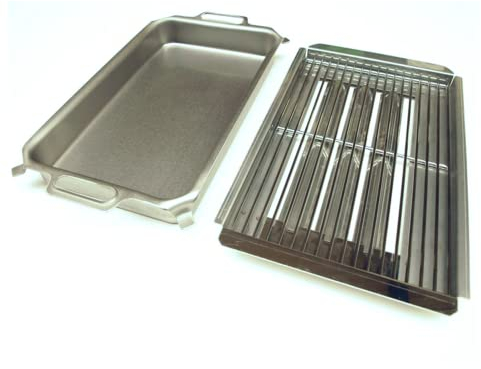 BSR-Grillen passendes Kombi-Set als Kombination aus Grillrost und Pfanne | bestehend aus einer Stahlpfanne, Grillrost und passender Flammabdeckung | ideal gleichzeitig Pfanne und Grillrost benutzen