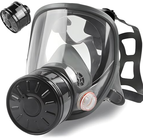 AMZYXUAN Gas Masks Survival Nuclear and Chemical, Gas Mask with 40mm Activated Carbon Filter, Full Face Respirator Mask for Gases, Chemicals, Vapors, Spray Paint, Dust, Welding