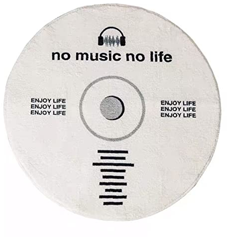 ZQYMM Kreativer CD-Förmiger Teppich, Runder Fläche Teppiche Für Wohnzimmer Schlafzimmer Nachttisch Nordischer Buchstaben Fußmatten Bedruckt Musikteppich, Scheibenteppiche,A,120cm
