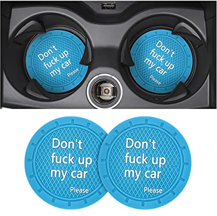 8sanlione 2 Pack Car Cup Holder Coasters, 2.75 Inch Non-Slip PVC Insert Cup Coaster, Anti-Scratch Auto Cup Mats for Women Men, Vehicle Interior Accessories Universal for Car, SUV, Truck (Light Blue)