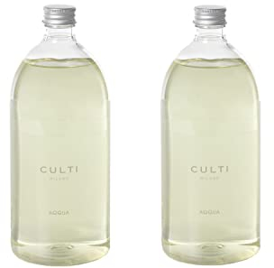 Due ricariche per diffusore Culti Milano da 1000ml cad.| Fragranza Aqqua | Totale Capienza delle due ricariche 2000ml | CULTI MILANO | Durata 6 mesi | Metratura 30 mq