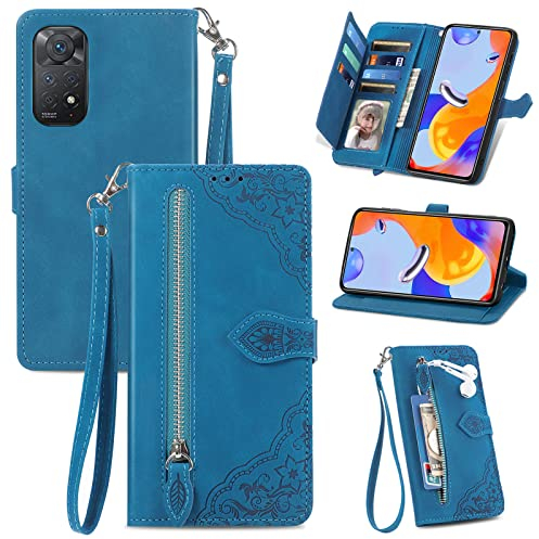 Handyhülle Kompatibel with Xiaomi Redmi Note 12 Pro 4G, Redmi Note 12 Pro 4G PU Leder Klapphülle Magnetische [Standfunktion] [Kartenfächern] Schutzhülle für Redmi Note 12 Pro 4G Blau