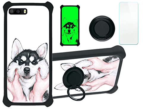 Aroepurt Coque pour Klipad Smartphone 5,0” 4G LED Coque Compatible avec Klipad Smartphone 5,0” 4G LED Coque Étui [avec Trempé 9H Protection D'écran] Case Support de Bague PC + Silicone YGH-HSQ