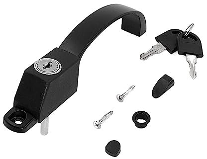 WOMELF Maniglia for schermo in materiale in lega da 1 pezzo Maniglia for porta dello schermo di blocco della finestra del filato antifurto nera con maniglia dell'interruttore di blocco/pressione (Col