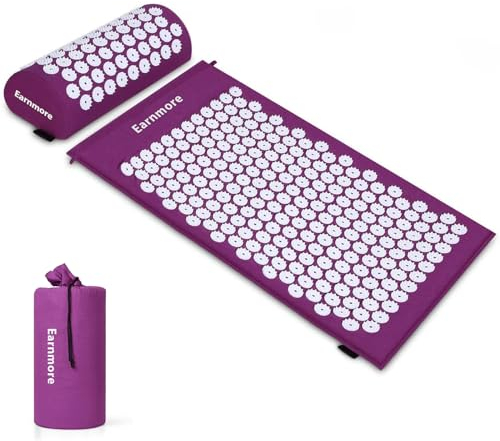 Akupressurmatte Akupressure Set Akupressurmatte mit Kissen Nagelmatte Blumenfeldmatte Nadelmatte/Nadelreizmatte Nadelbrett Yantramatte Pranamatte Akupunkturmatte, Lila weiß