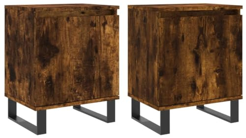 vidaXL Nachttische 2 STK. Räuchereiche 40x30x50 cm Holzwerkstoff