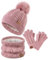 ZUPPAD Mütze und Schal Kinder Set, Kinder Beanie Mütze Winter mit Bommel Strick Halswärmer Halstuch Schlauchschal Warme Handschuhe Fleece-Gefüttertes Set für Mädchen, Kleinkinder und Kinder(Rosa)
