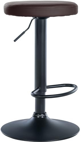 CLP Barhocker Ponte Kunstleder I Höhenverstellbarer Stuhl, Farbe:braun, Gestell Farbe:schwarz