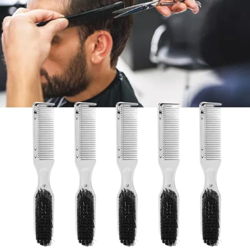 Kammm, 5-teiliger Bartkamm, Silberfarbenes ABS-Nylon, Antistatisches Glätten, Komfortables Friseurkamm-Set für die Schönheit zu Hause Im Salon