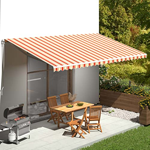 AUVYI Markisenbespannung Gelb und Orange 6x3 m Markisen Ersatzstoff Markisenstoff Wechseln Balkonmarkisen Sonnenschutz Stoff Außen Markisenstoff Wasserdicht Hochwertiges Ersatztuch