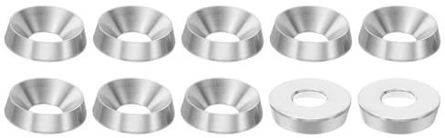 PATIKIL Rondelle a Testa Svasata M8, 10pz Diametro 20mm Altezza 5mm CNC in Acciaio Inossidabile 304 Svasato Rondella Bullone Testa Svasata Rondelle Acciaio per Costruzione Industriale