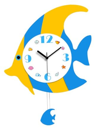 Garneck -wanduhr in Fischform Kreative Stereoskopische Wanduhr Ultradünne Geräuscharme Uhr Für Wohnzimmer Und Büro Dunkelblau Ohne Batterie