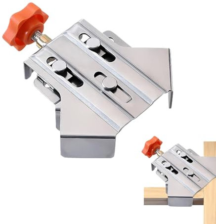Winkelspanner 90 Grad,Multifunktional Edelstahl Positionierklemme,Einhand Rechtwinklige Winkelklemme Eckspanner mit Verstellbarer Schwingbacke,Eckenspanner für Holz,Metall und Glas (B)