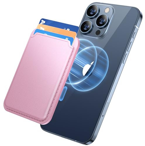 Miracase Magnetic Wallet, Compatible with MagSafe Wallet, 3-Card Holder, for iPhone 16/15/14/13/12/11 Series, 3-Card Holder, Vegan Leather, Pink