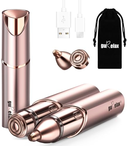 Gurelax Facial Hair Remover for Women, 2-in-1 Hair Removal Device, (Luxury) Face Hair Remover for Women Chin, Face, Lip Hair,with Replacement Heads