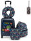 DREAMADE 5tlg Kinderkoffer Set, Kinder Reisekoffer mit Rucksack, Nackenkissen, Lunchtasche & Kofferanhänger, Reisetrolley mit Rollen für Kinder ab 3 Jahren, 30 x 23 x 46cm (Dunkelblau-Dinosaurier)