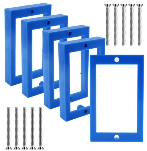 5 estensori per scatola elettrica a banda singola da 1,27 cm, con 10 viti per scatola elettrica e interruttori di presa elettrica (blu)