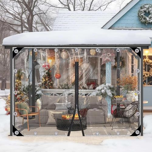 Jolan Gazebo Transparent Tarpaulin Side Panels,Waterproof Clear Tarp Curtains With Zipper,0.5mm Pvc Plastic Tarpaulin,Outdoor Curtains With Grommets,Rain Curtains,Customisable,W×H-3×2m(9.8 * 6.6ft)