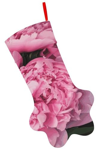 Weihnachtsstrümpfe, wiederverwendbar, personalisierbar, rosa Pfingstrose, Weihnachtsdekoration für Urlaubsdekoration