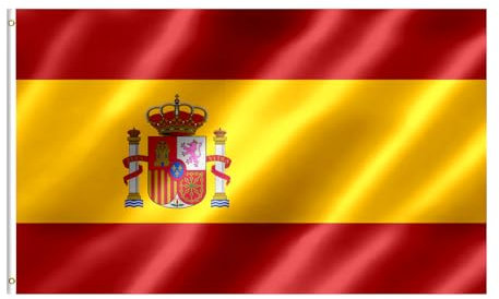 Spanien Flagge 90x150 cm Spanisch Fahne mit Messing-Ösen für Sportveranstaltungen, Partys, Paraden Draußen Deko