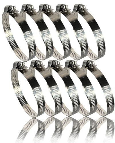 Schlauchschellen Edelstahl 52-76 mm 10 Stück Schlauchklemmen Rohrschellen | 304 Edelstahl, rostfrei, Schlauchverbinder, Gartenschlauch, Pool, Waschmaschine, Schraubschellen, langlebig, Profiqualität