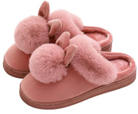 Generisch hausschuhe damen lammfell pink, Slipper Damen Hausschuhe Hausschlappen Filzpantoffeln Non-Slip Flauschige Hauspantoffeln Weiches Rutschfeste Slippers Pantoffeln Winter Kuschelige Warme