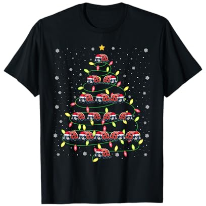 Ladybug Santa Christmas Tree Lights Ugly Sweater Style T-Shirt