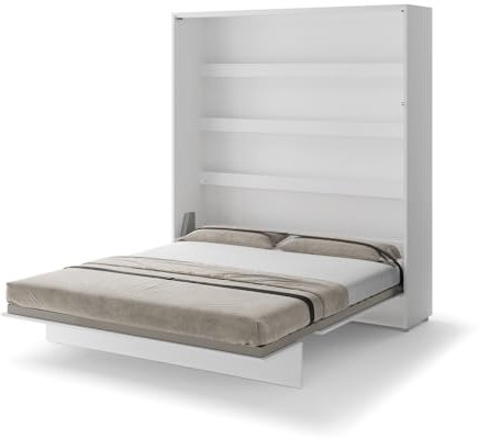 Friderik Bed Concept BC-013 Wandklappbett Vertikal Schrankbett mit Matratze, 180x200 cm (Weiß)